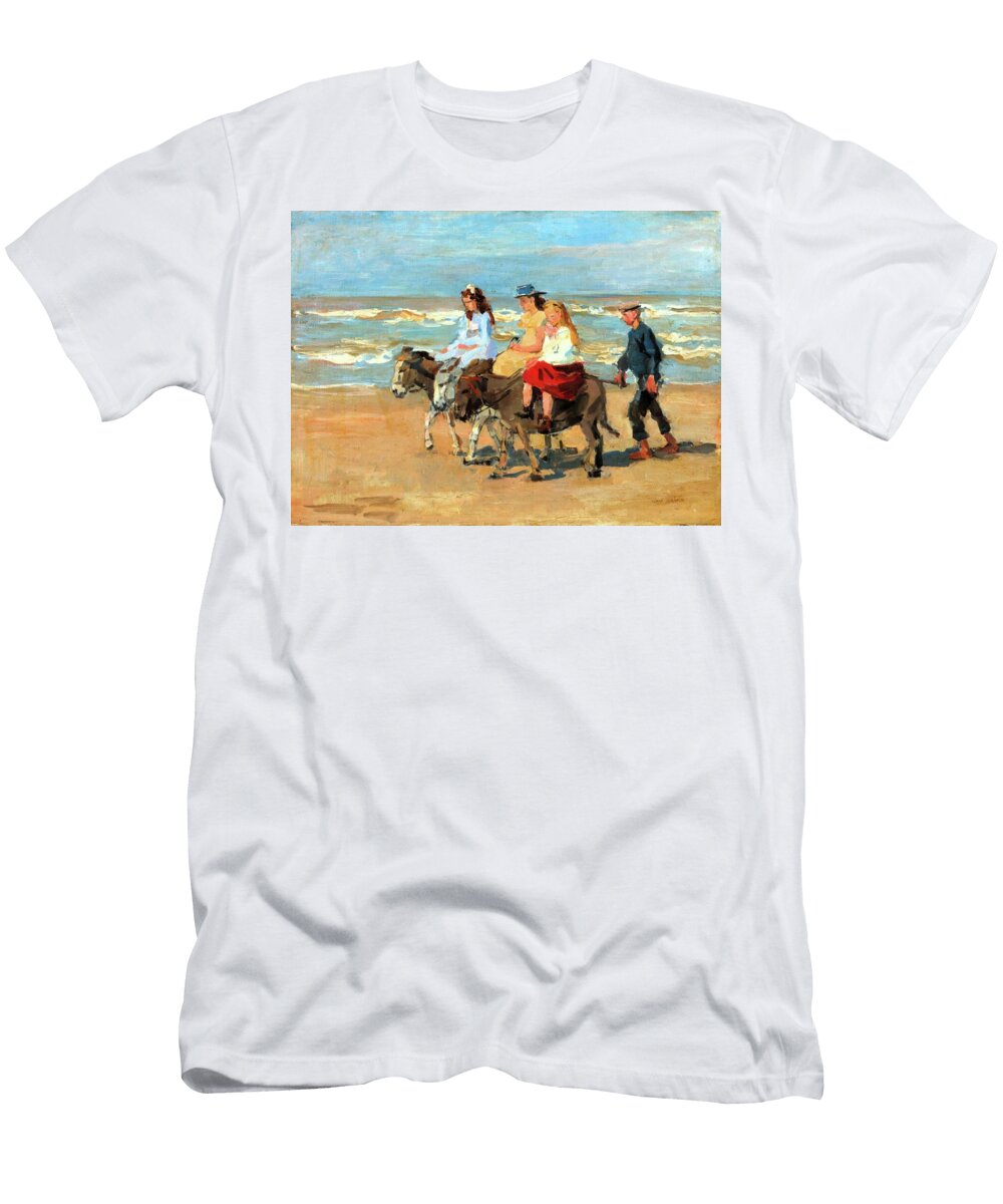 A Donkey Ride on the Beach of Scheveningen 1900 Digital Remastered Isaac Israels T-Shirt