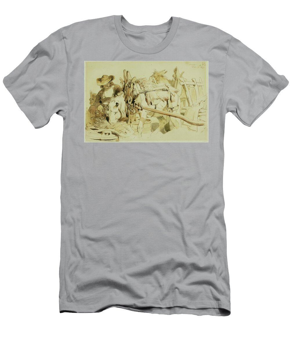 A Farmer Feeding His Pony in Geneva Sir Edwin Henry Landseer T-Shirt