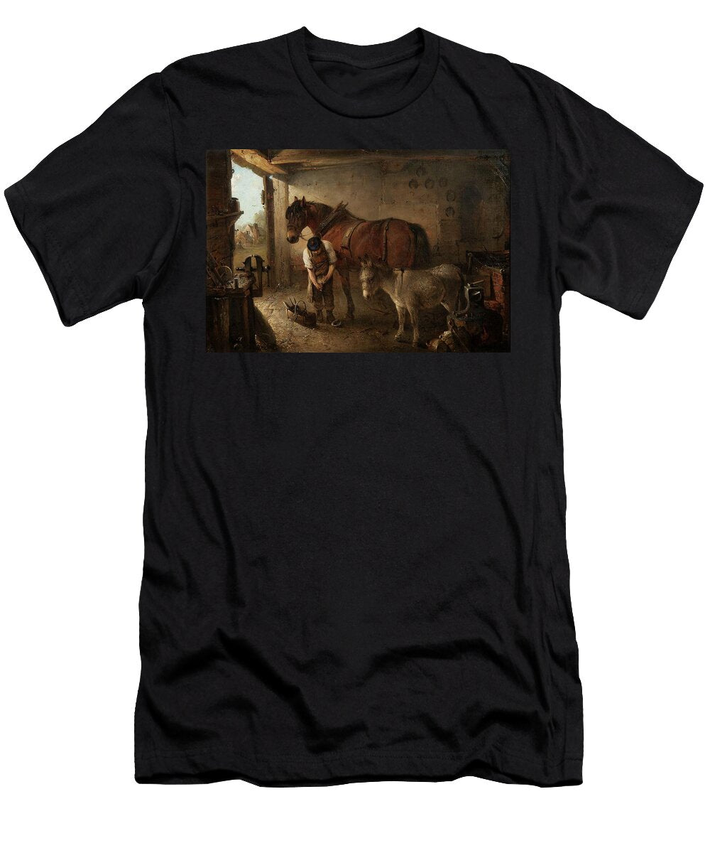 A Farrier Shoeing a Plough Horse Edward Robert Smythe T-Shirt