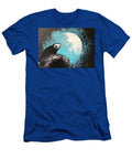 A Ferret Silhouette Peeking From a Burrow with a Blue Moon Grover Mcclure T-Shirt