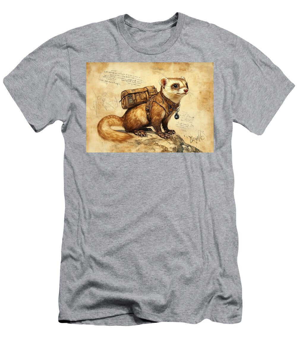 A Ferret with a Tracking Device Adventurous Ferret with Gear Cortez Schinner T-Shirt