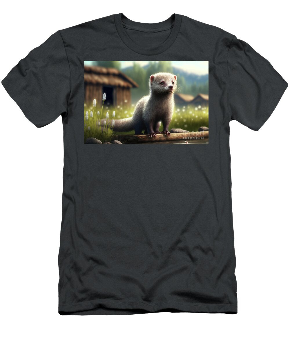 A Few Cute Ferrets on a Country Farm Pictorial Illustration Ai Joaquin Corbalan T-Shirt