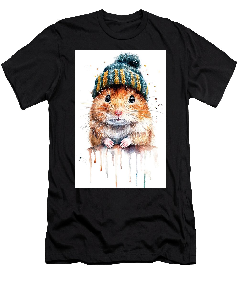 A Hamster Wearing a Beanie Lowell Harann T-Shirt