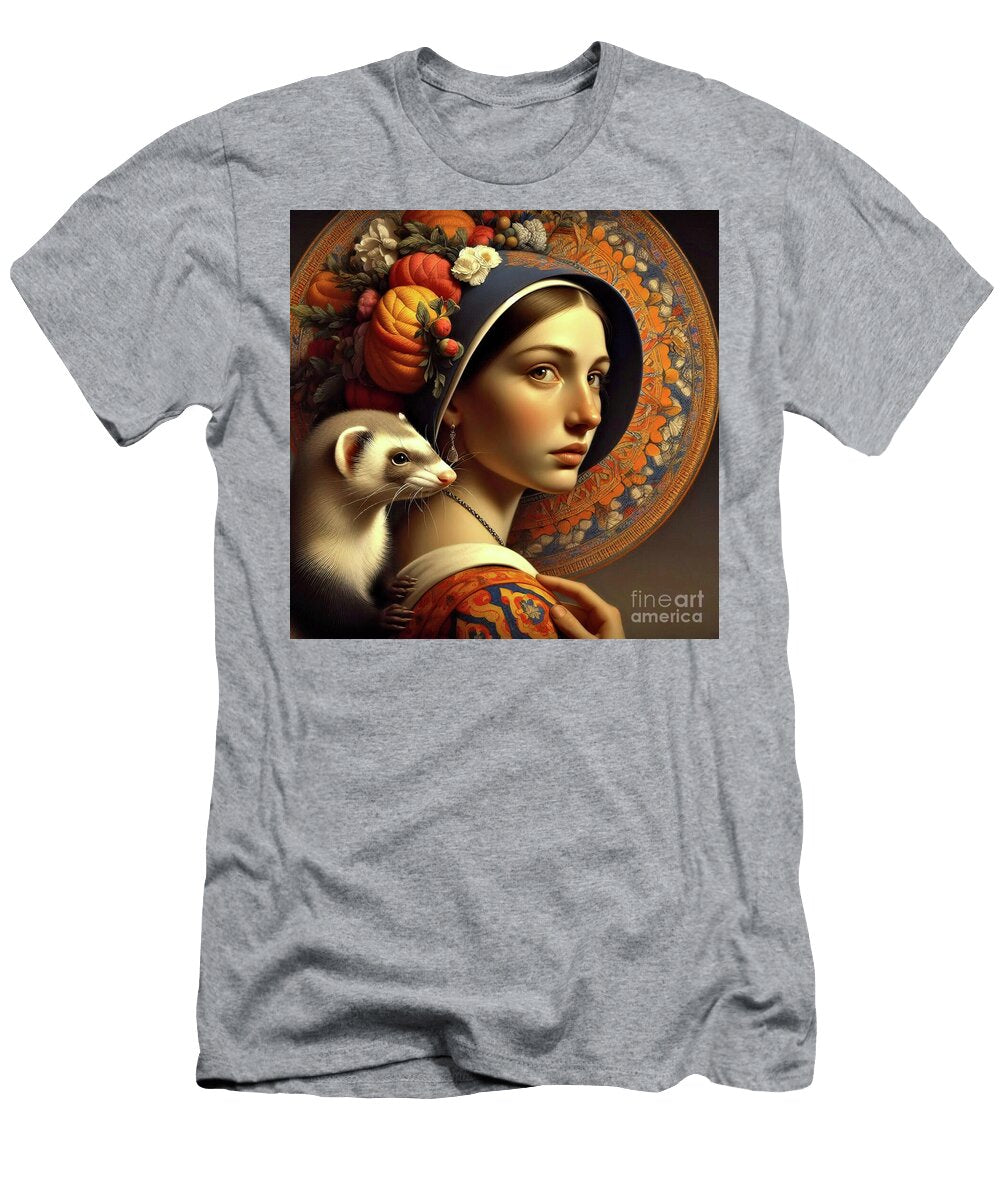 A Lady and Her Ferret Lauren Leigh Hunter Photography and Digital Art T-Shirt