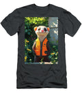 A Lively Ferret Wearing a Little Vest Exploring a Garden Eldre Delvie T-Shirt