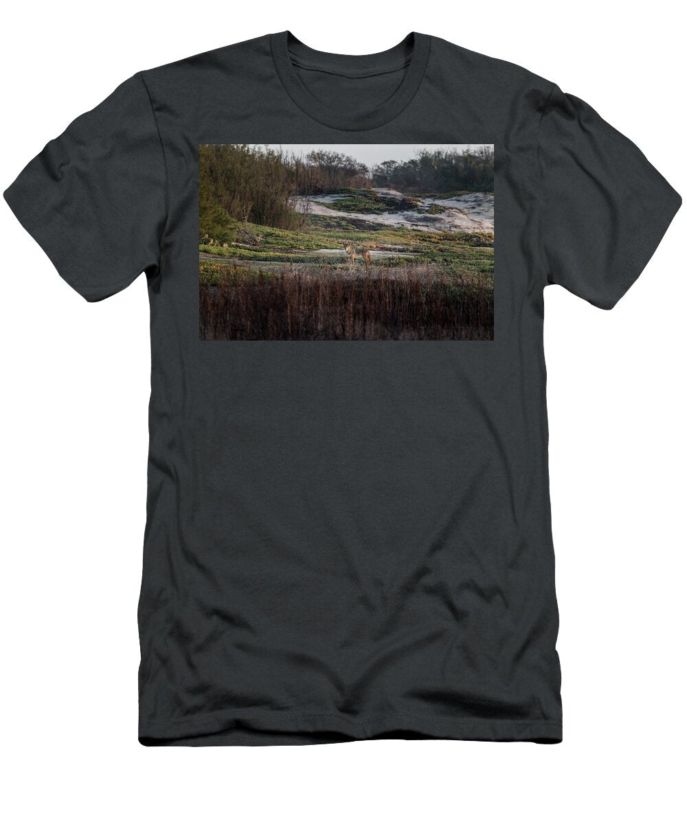 A Lone Coyote Spotted on the Coast Sean Naugle T-Shirt