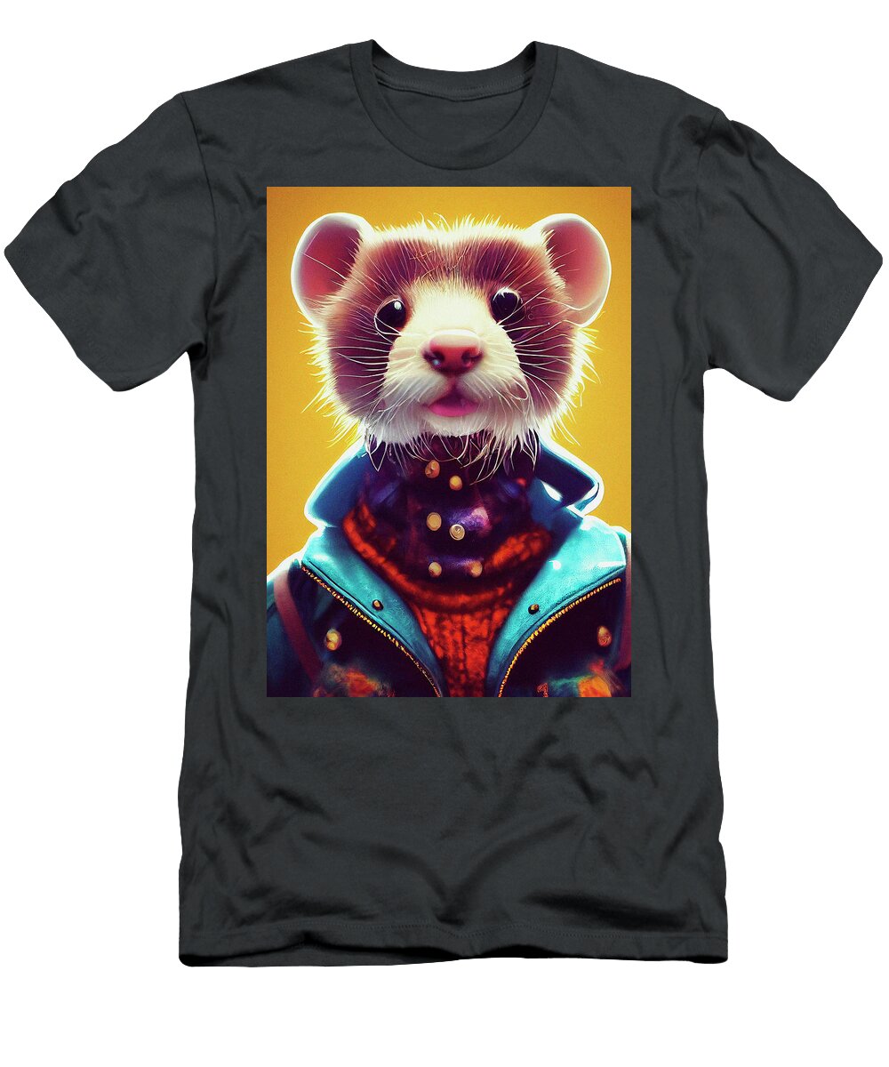 A Nursery Animal Pop Art Illustration of Ferret Art Nesia T-Shirt