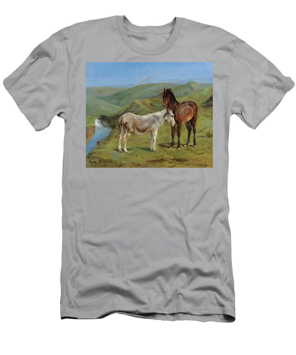 A Pony and a Donkey in a Mountain Landscape Rosa Bonheur T-Shirt