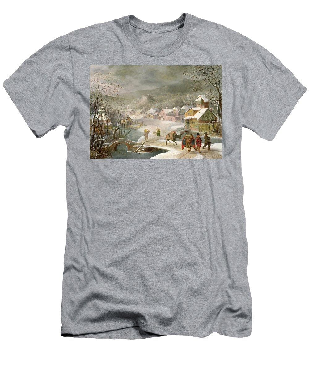 A Winter Landscape with Travellers on a Path Denys Van Alsloot T-Shirt