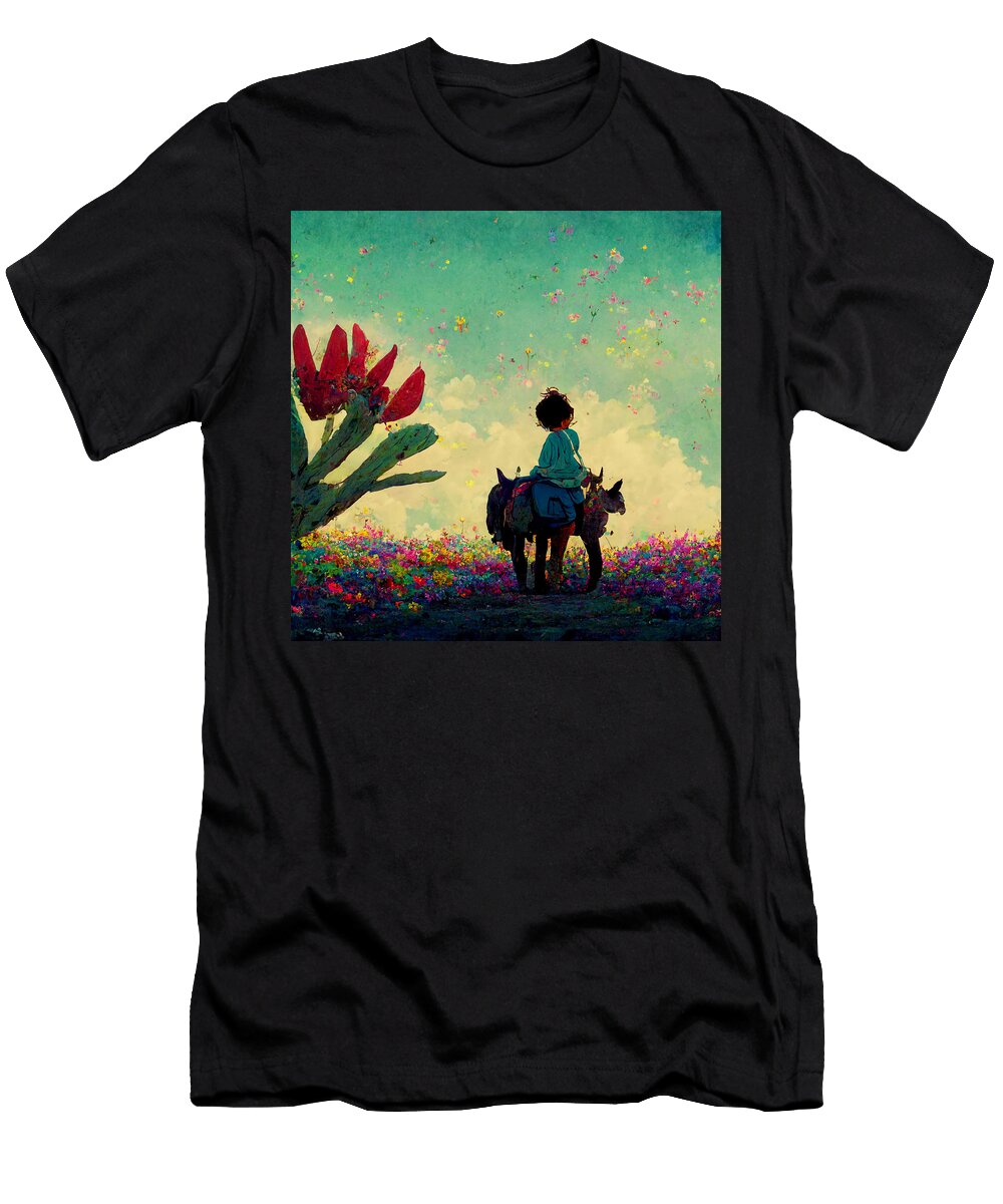 A Young Baby Girl Riding a Donkey with Flowers in Mexi 67acc4e8 6854 4c12 82c1 66a7a4 Celestial Images T-Shirt