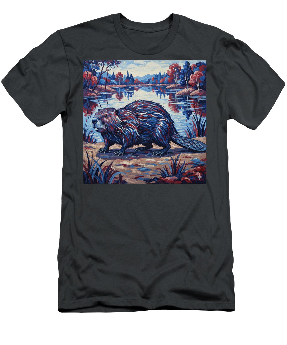 Abstract Beaver By the Pond John Mccormick T-Shirt