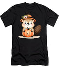 Adorable Beaver Holding Halloween Pumpkin with Hat Heidi Joyce T-Shirt
