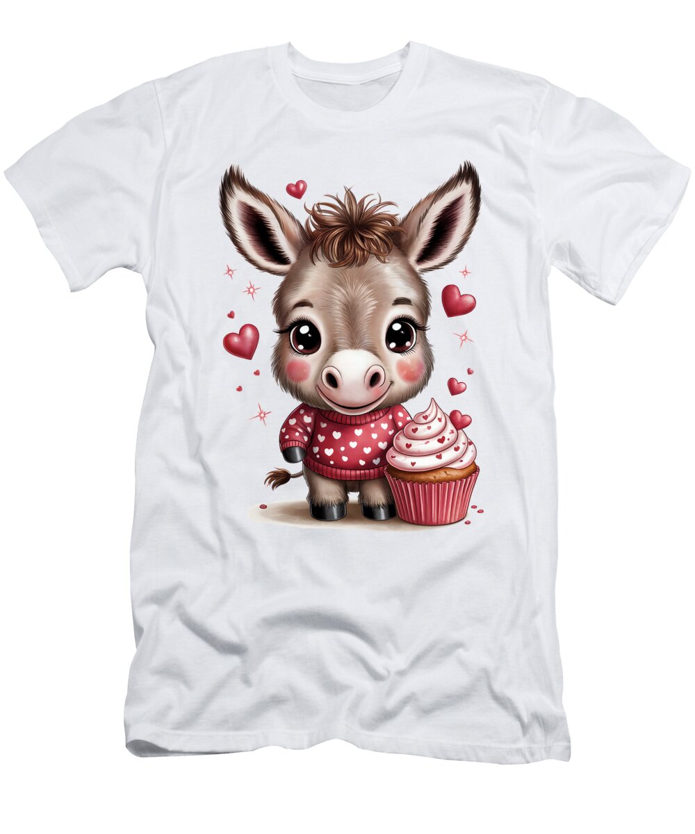 Adorable Donkey with Cupcake Joanna Redesiuk T-Shirt