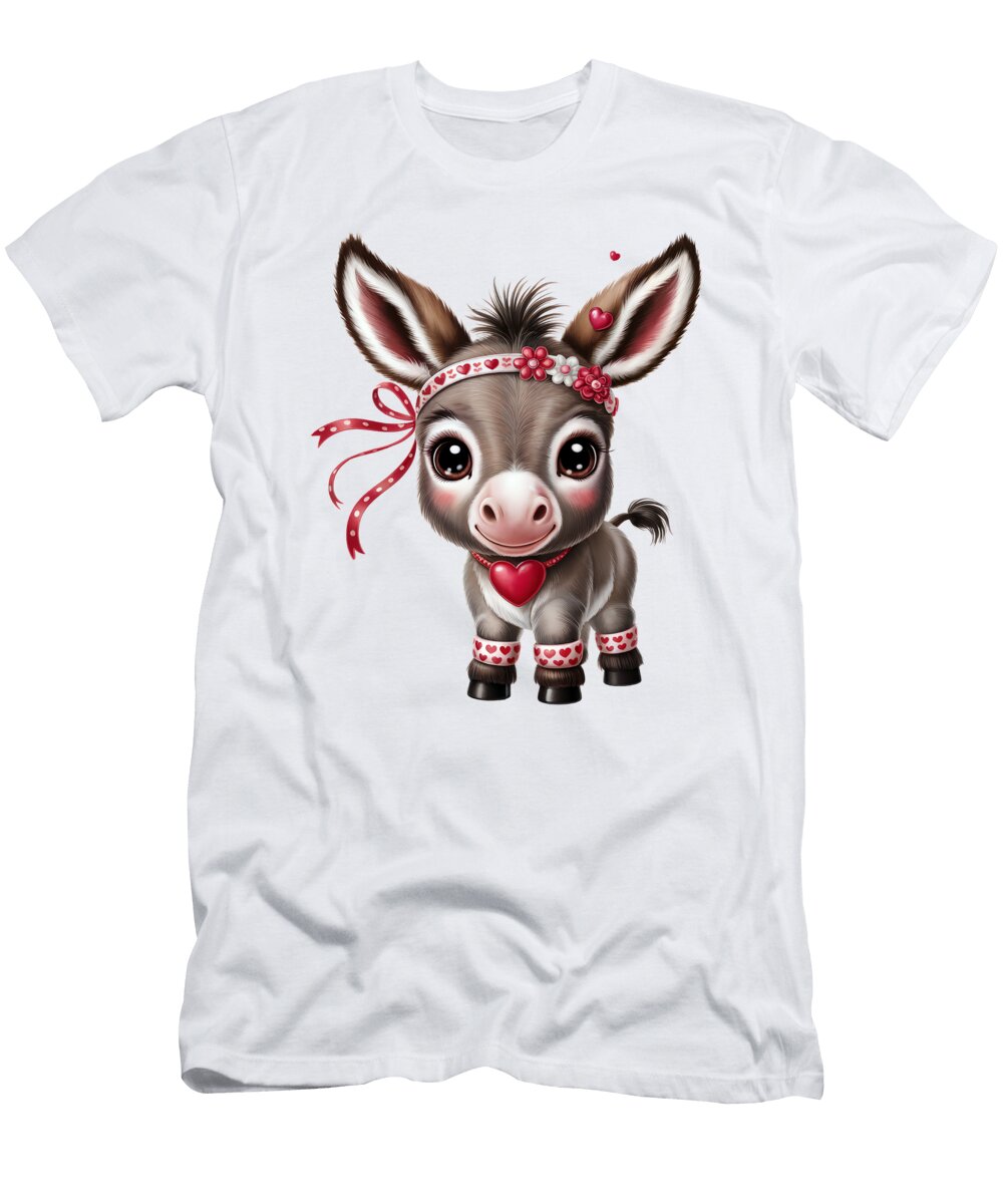 Adorable Donkey with Heart Accessory Joanna Redesiuk T-Shirt
