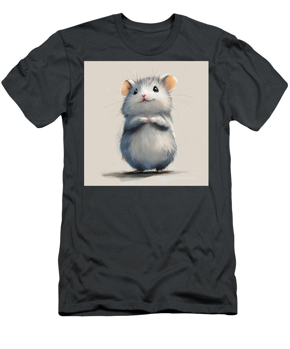 Adorable Fluffy Gray Hamster Standing Looking Up Kristy San T-Shirt
