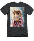 Adorable Hamster in Pink Robe Enjoying Donuts Ethan Rizzo T-Shirt