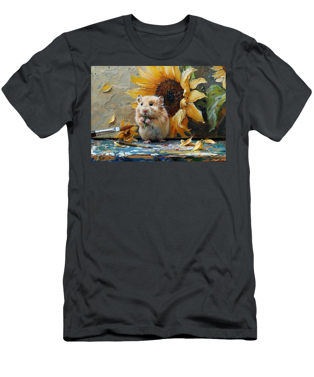 Adorable Hamster Painting with Sunflowers Ava Boone T-Shirt