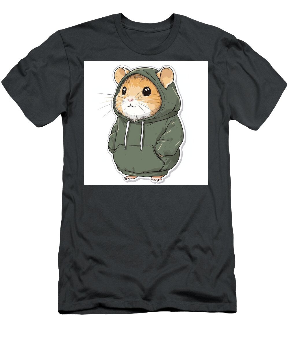 Adorable Hamster Wearing a Green Hoodie Amea Holl T-Shirt