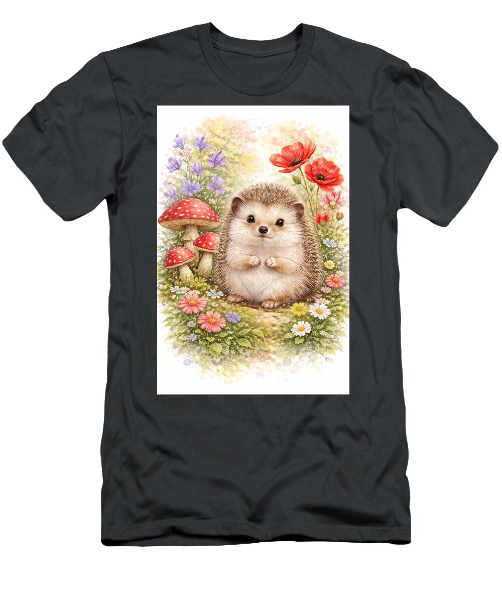 Adorable Hedgehog in Flower Garden Sun D Studio T-Shirt