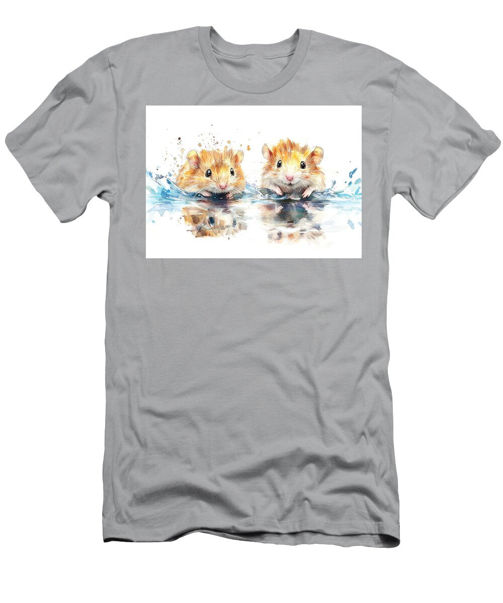 Adorable Little Mice Two Energetic Hamsters Watercolor Animal Art Giunia Sigworth T-Shirt