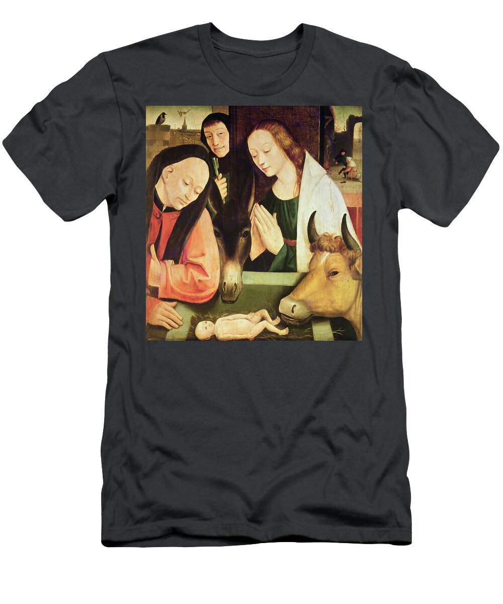 Adoration of the Shepherds Oil on Oak Panel Hieronymus Bosch T-Shirt