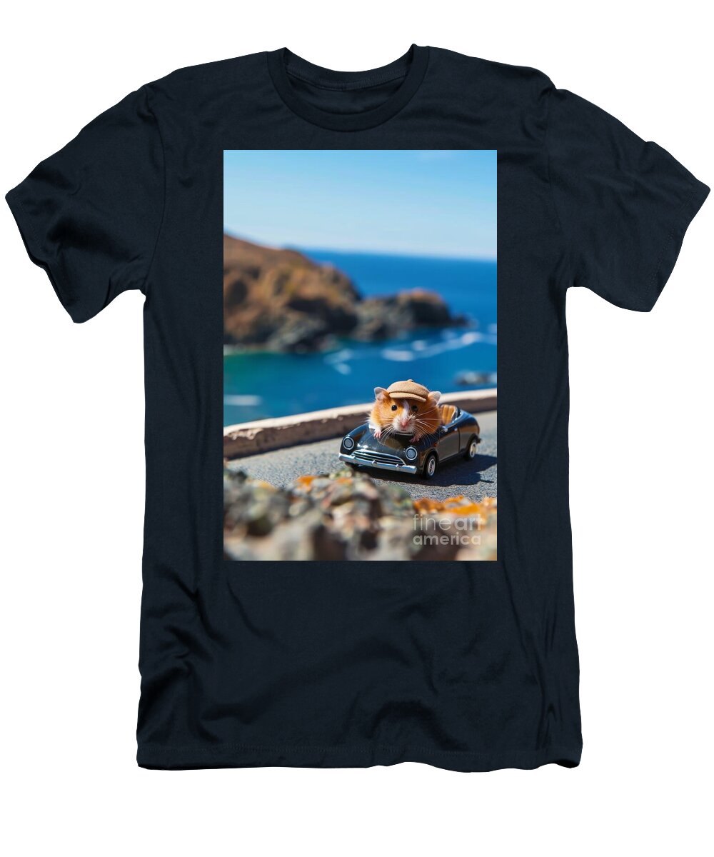 Adventurous Hamster At the Wheel of Toy Convertible on Cliff Michal Bednarek T-Shirt