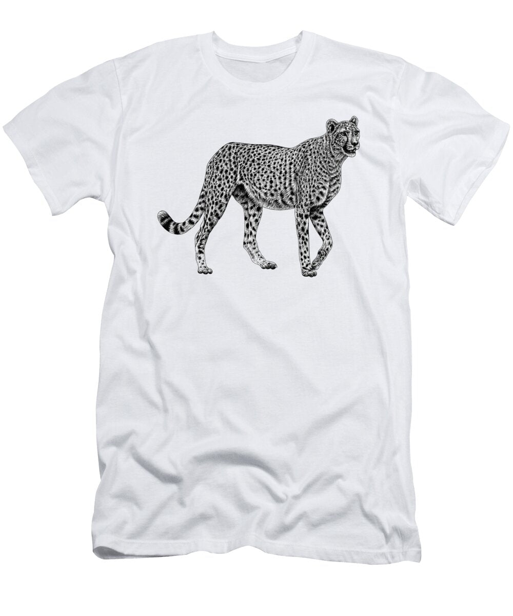 African Cheetah Big Cat Ink Illustration Loren Dowding T-Shirt