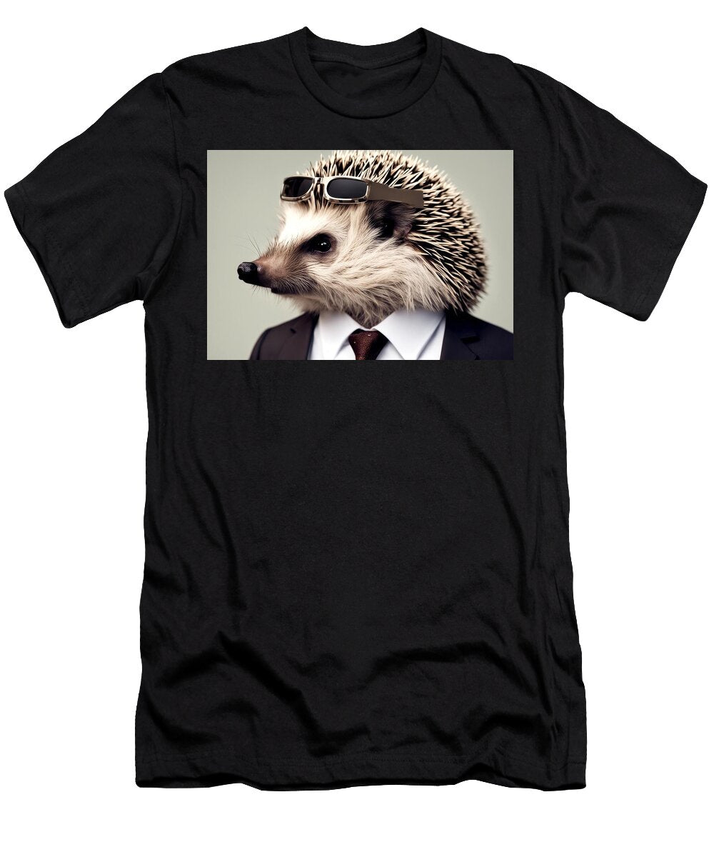 Ai Sunglasses Business Mammal Animal Copy Vector Space Text Cool Cartoon Goggles Suit Cute Background Screen Portraits Generative Simple Wide Dgehog Wafe Akkash T-Shirt