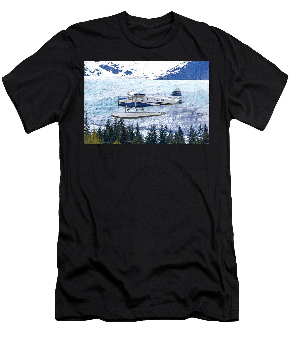 Alaska Seaplanes Beaver Landing in Front of Mendenhall Glacier in Juneau Alaska David Horn T-Shirt