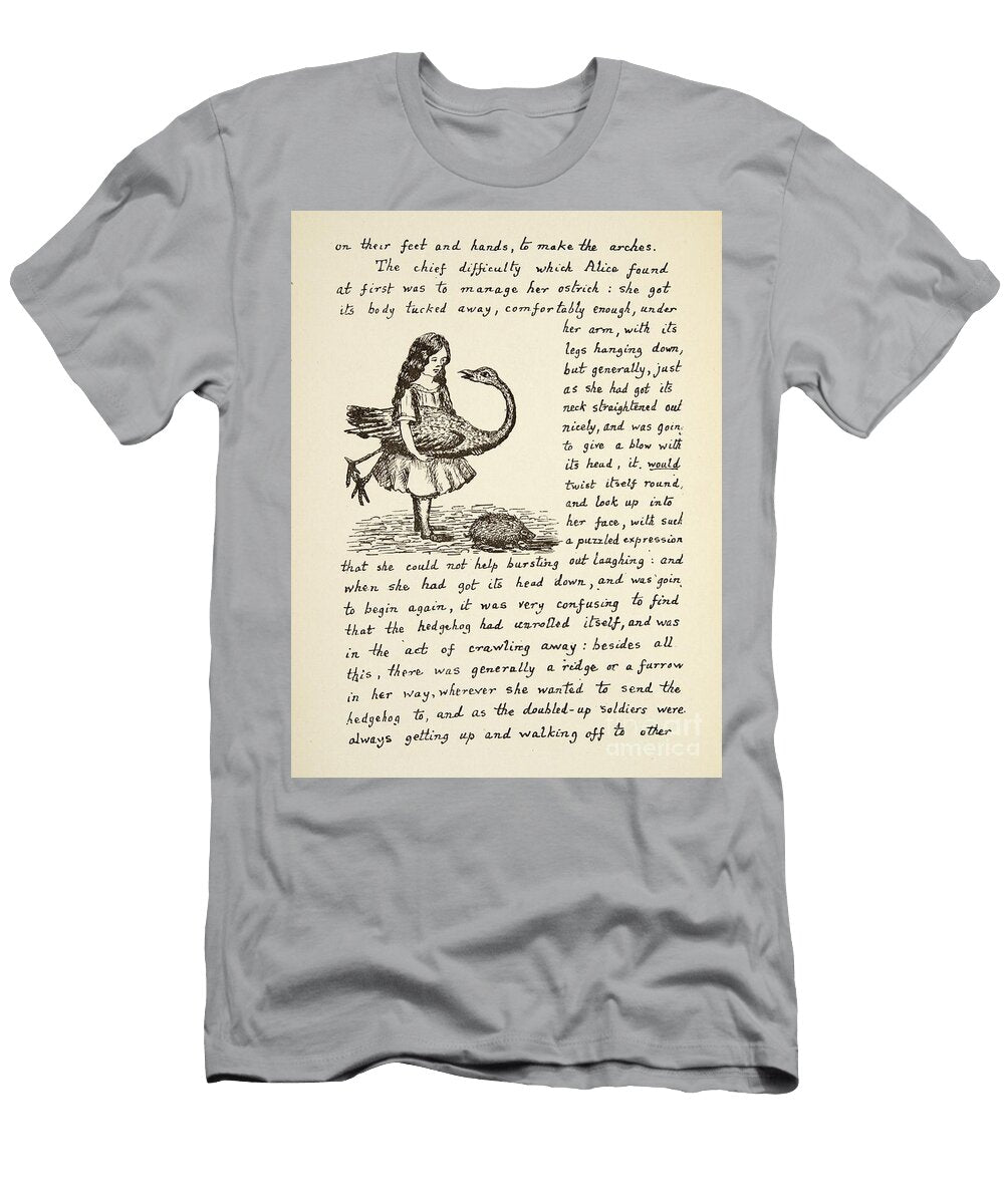 Alice Holding Her Ostrich Illustration From Alices Adventures Under Ground 1886 Charles Lutwidge Dodgson T-Shirt