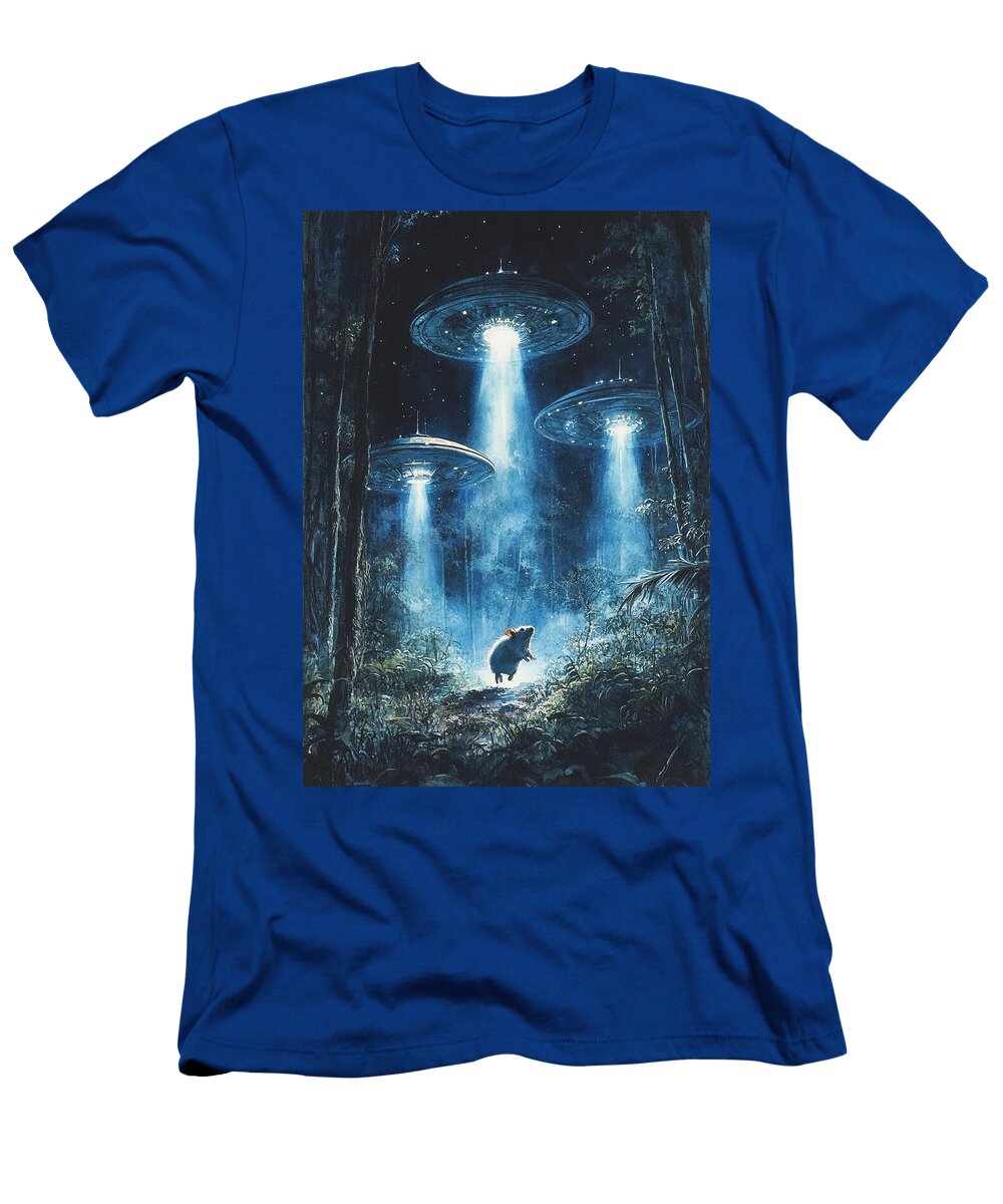 Alien Visitation in the Forest Hamster Portrait Adrien Efren T-Shirt