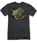 An Interior with a Goat Eating an Oyster a Donkey At a School Desk a Cat Playing Tric Trac Etc Cornelis Saftleven T-Shirt
