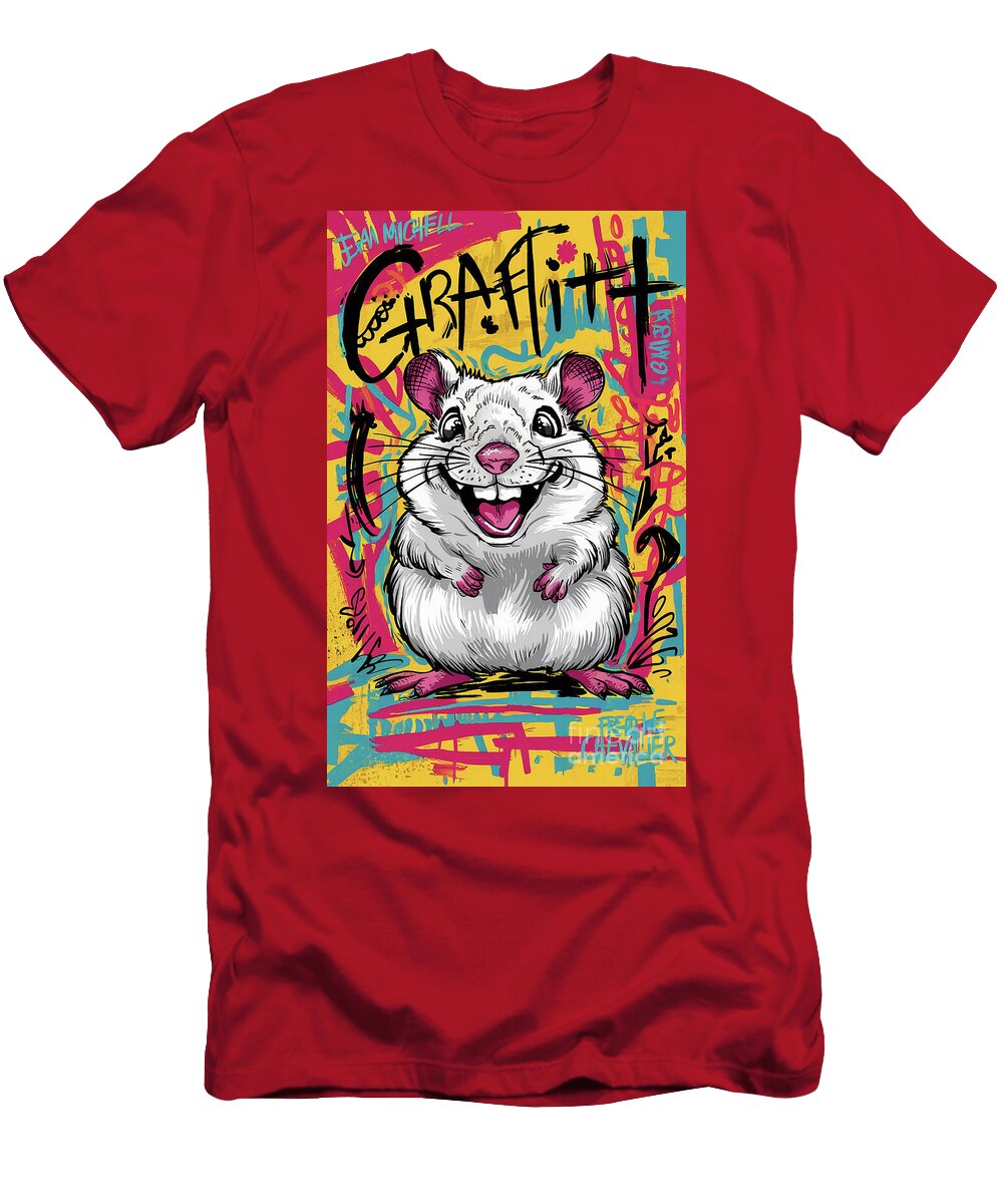 Animal Lover Gift Gerbil Graffiti Animal Portrait Street Art Grover Mcclure T-Shirt