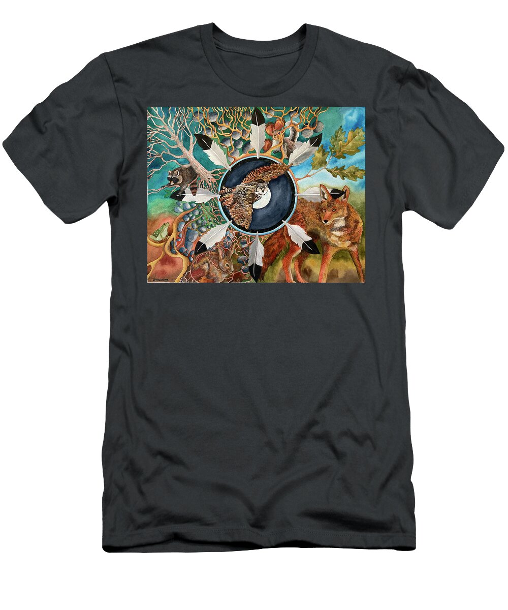 Animal Medicine Wheel Tina Heck T-Shirt