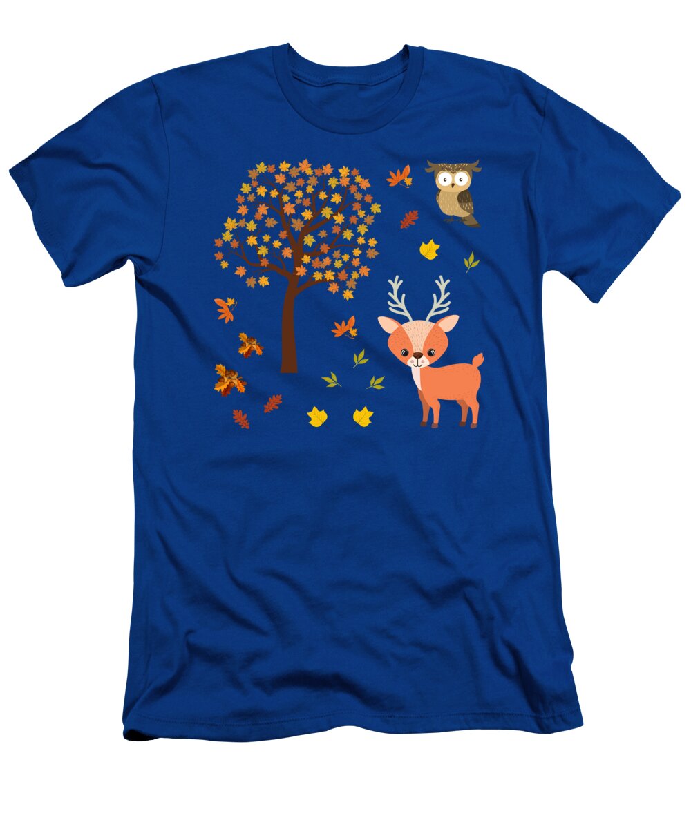 Animals in the Colorful Autumn Forest Deer Owl Set Tenshirt T-Shirt
