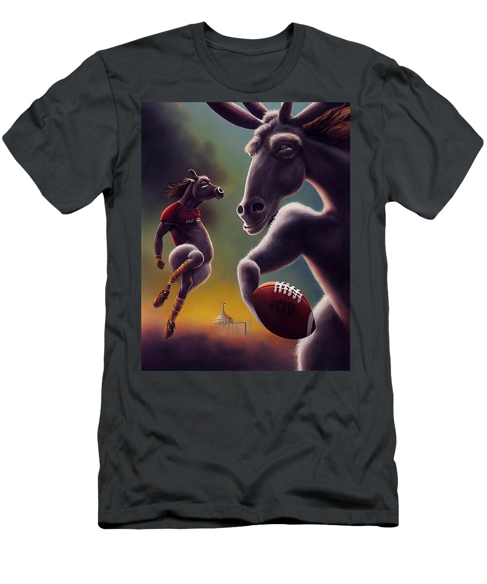 Anthropomorphic Donkey As a American Football Players By Asar Studios Celestial Images T-Shirt