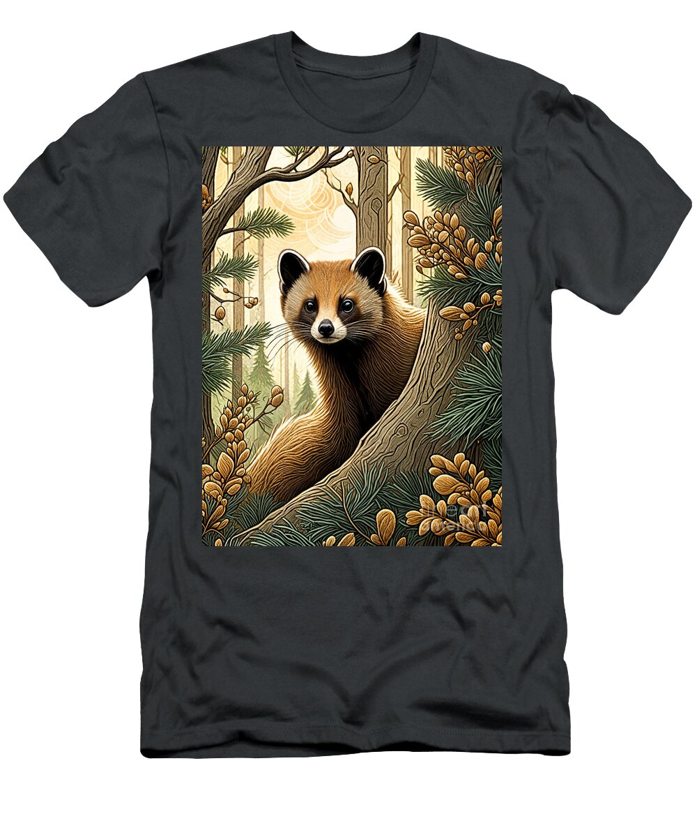 Autumn Wodland Pine Marten Philip Openshaw T-Shirt