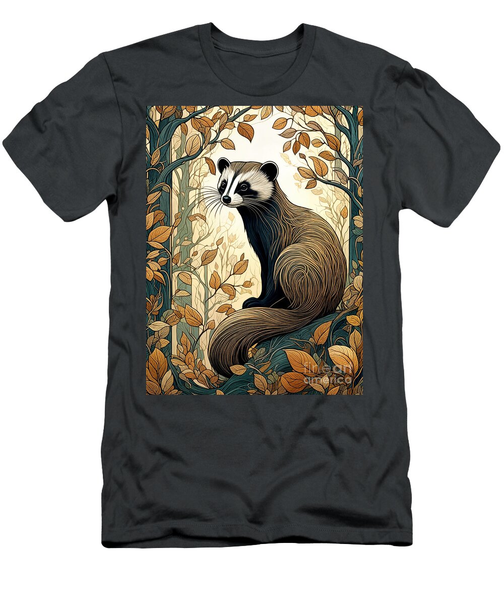 Autumn Woodland Polecat Philip Openshaw T-Shirt