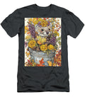 Autumnal Animal Floral Portrait Marten Kit Wildlife Artwork Elmer Powers T-Shirt