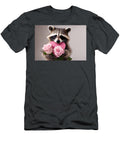 Background Art Flower White Rose Raccoon Pink Striped a Holding Art Wafe Akkash T-Shirt