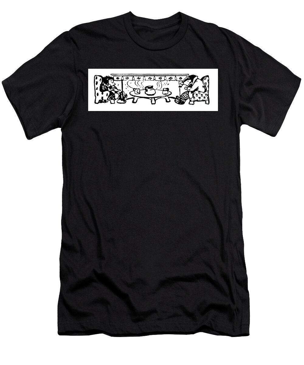 Badger and Hedgehog Friends Enjoying Warm Beverages As3 Historic Illustrations T-Shirt