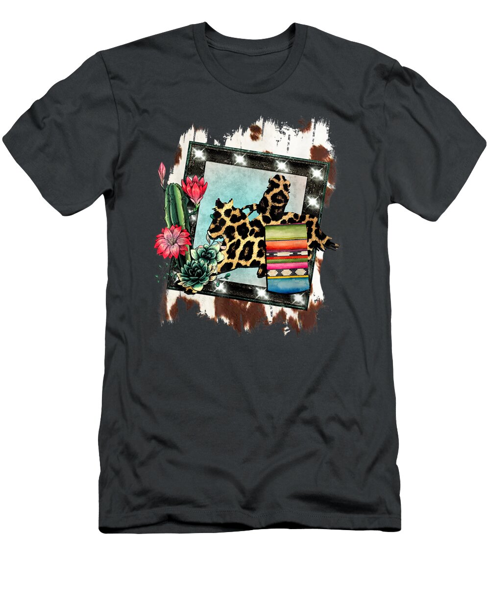 Barrel Racing Cheetah Print Rodeo Cowgirl Cactus Design Nilay Shreej T-Shirt