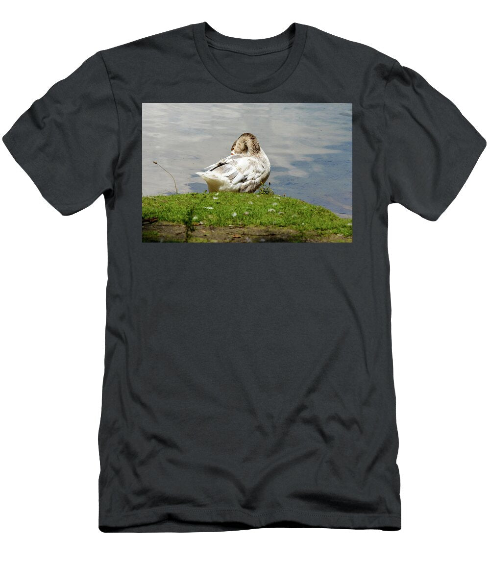 Beautiful White and Gray Goose Preening Himself Johan Ferret T-Shirt