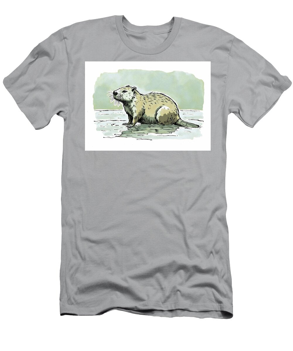 Beaver Art Beige and White Tones Wildlife Decor Wall Art Prints T-Shirt