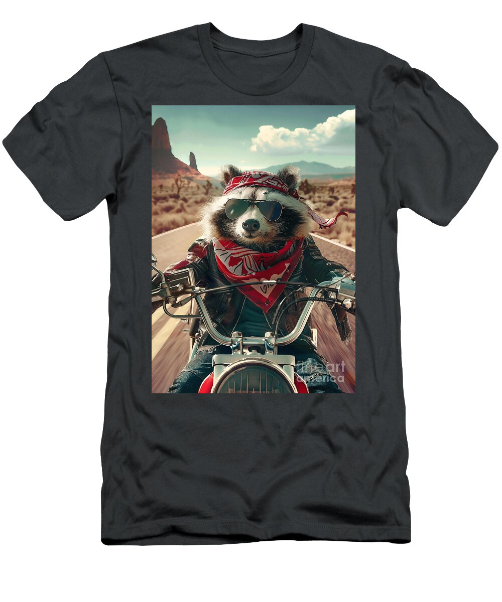 Beaver Biker Desert Road Trip Rhys Jacobson T-Shirt