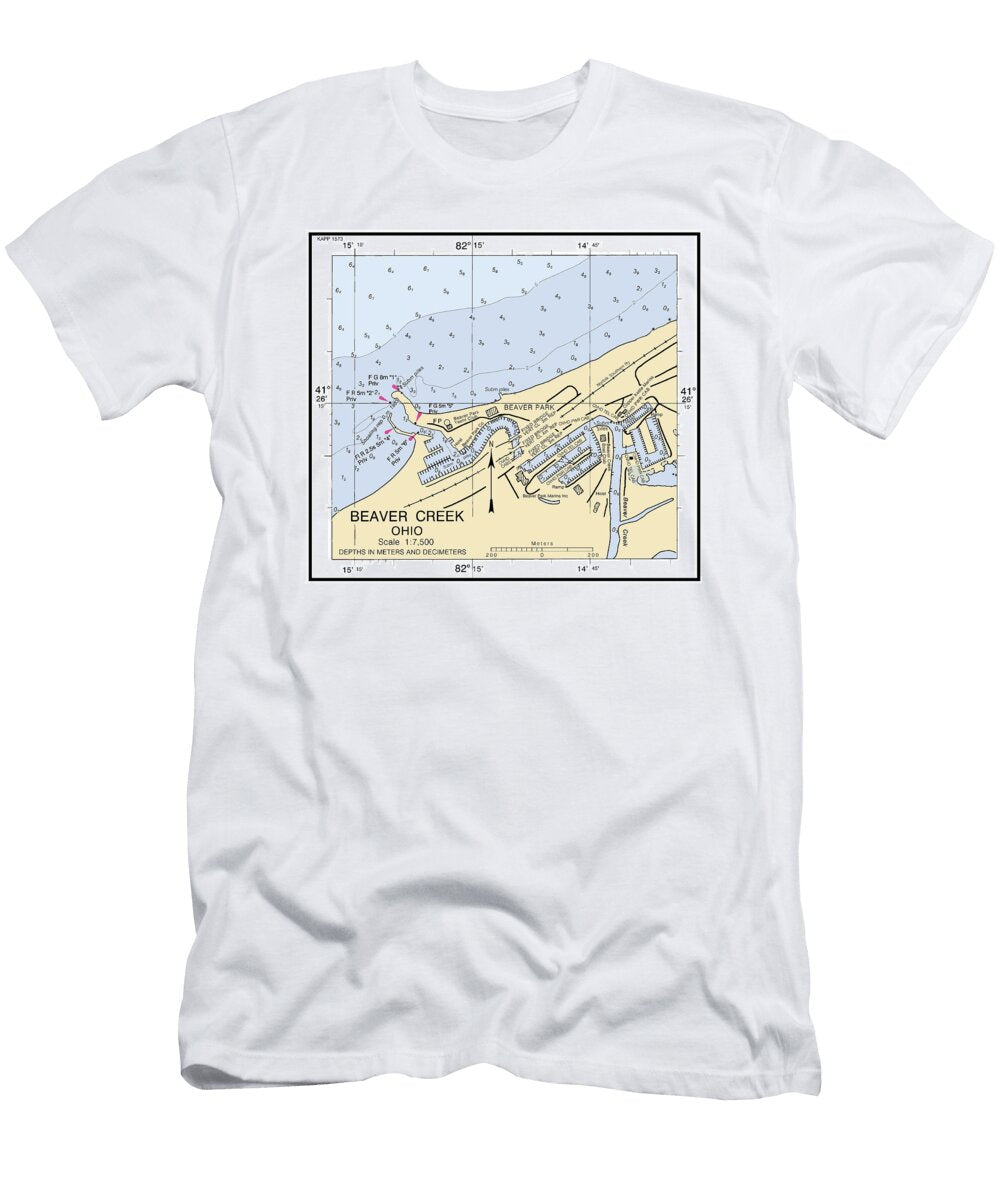 Beaver Creek Ohio Noaa Chart 148292 Nautical Chartworks By Paul and Janice Russell T-Shirt