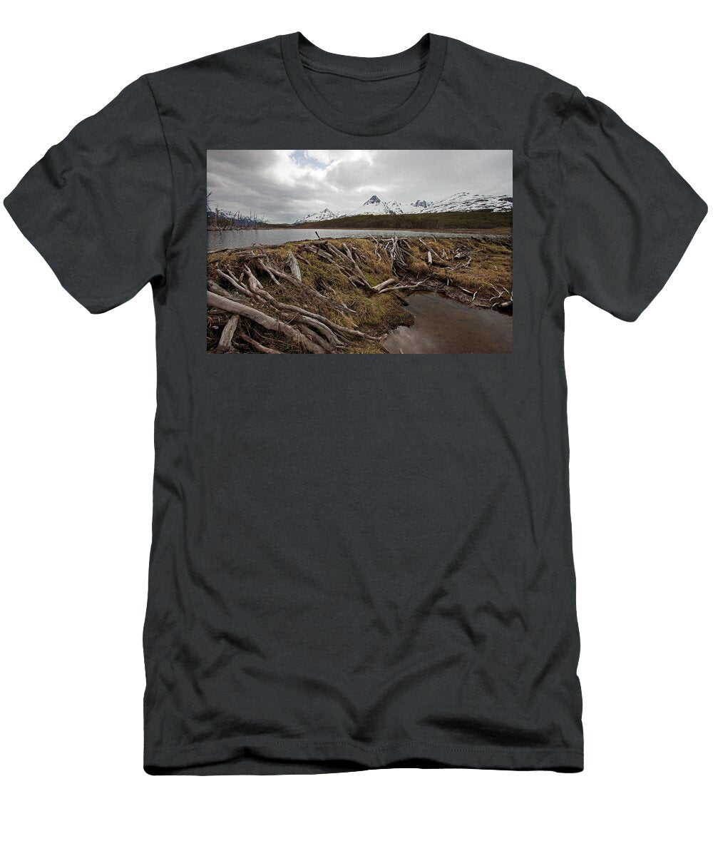 Beaver Dam in Summer with Lake Built Up Behind Ushuaia Doug Allan Natureplcom T-Shirt