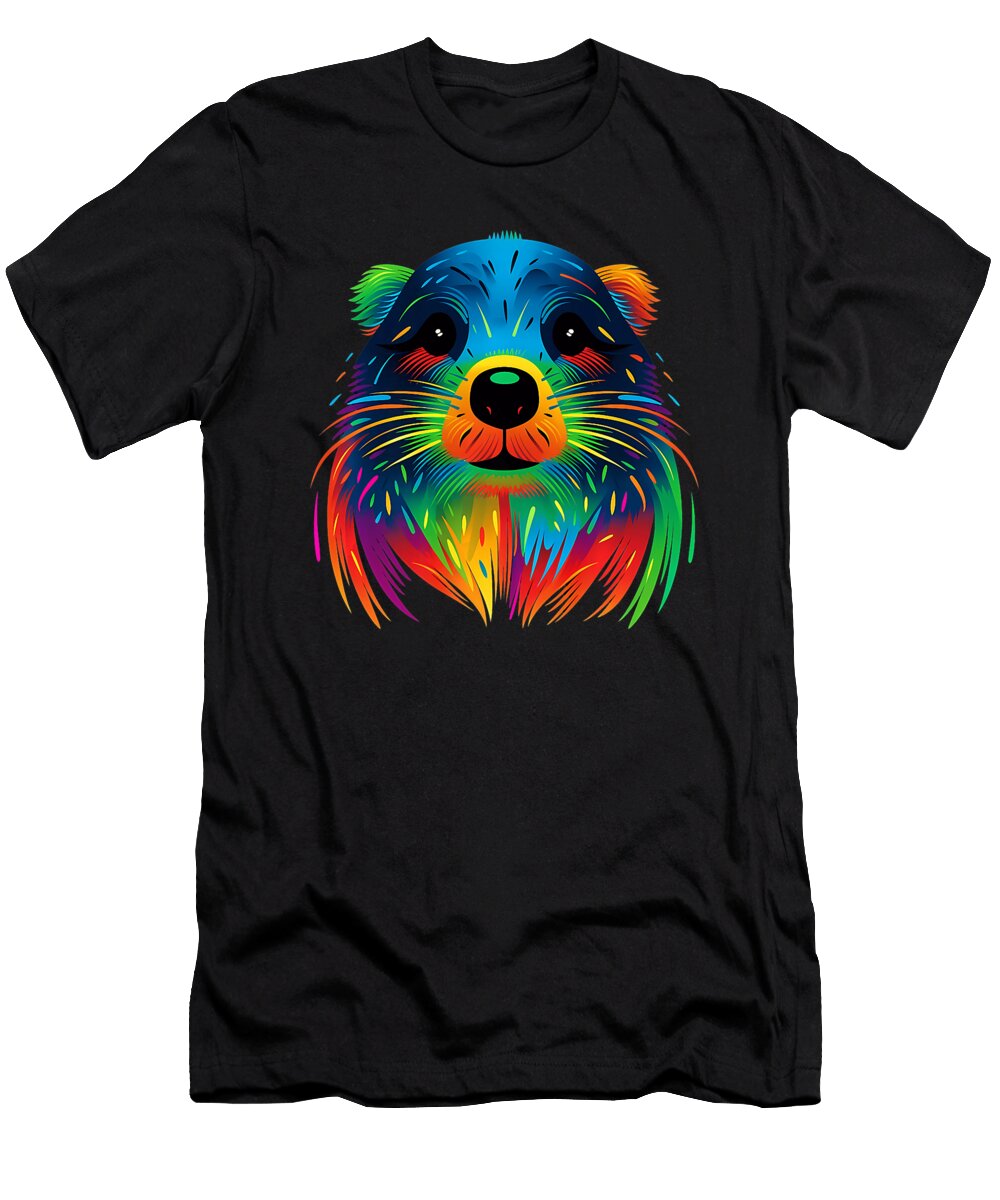 Beaver Face Cute and Funny Colorful Animal Art Lover Dhbubble T-Shirt