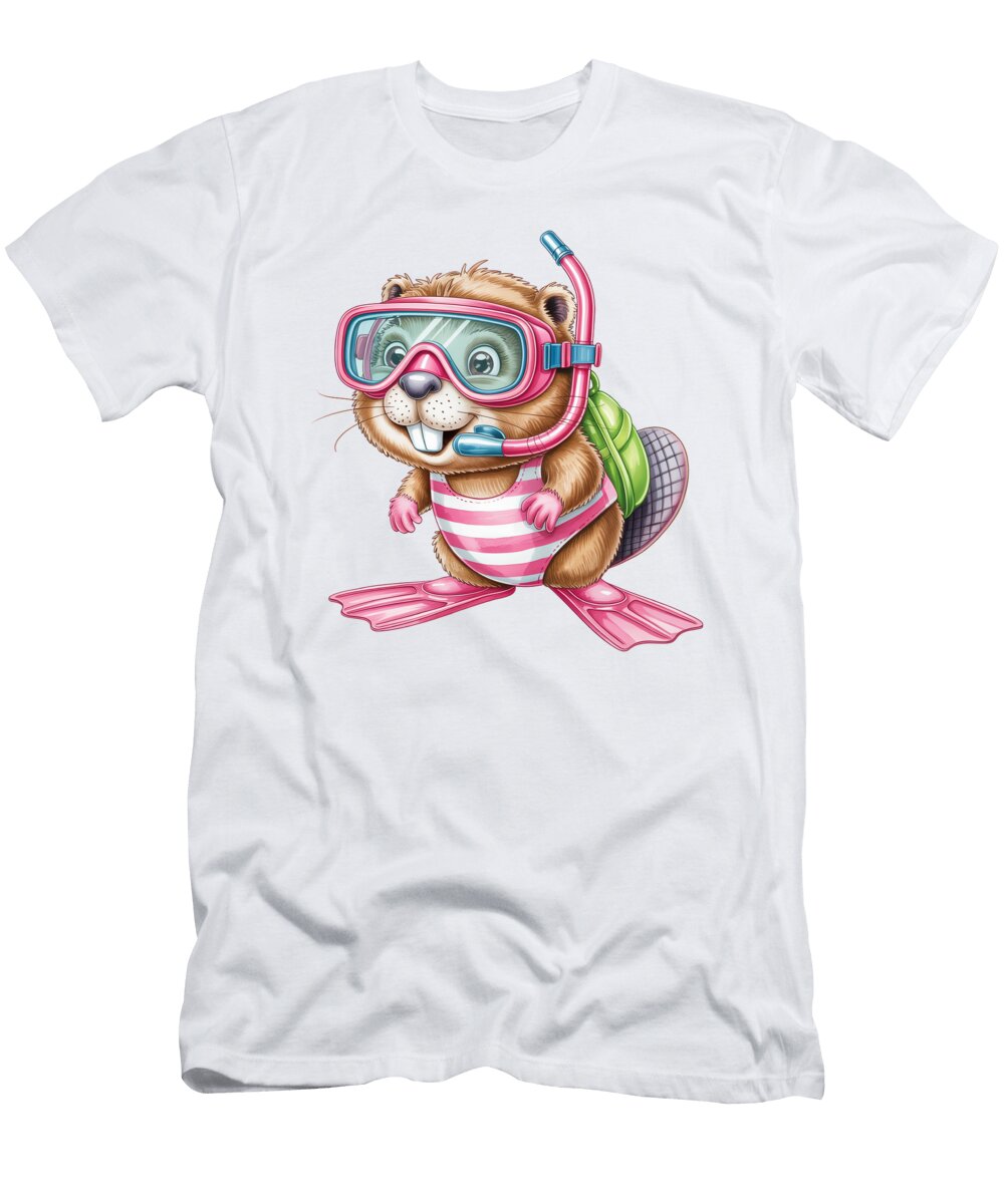 Beaver in Snorkeling Gear Joanna Redesiuk T-Shirt