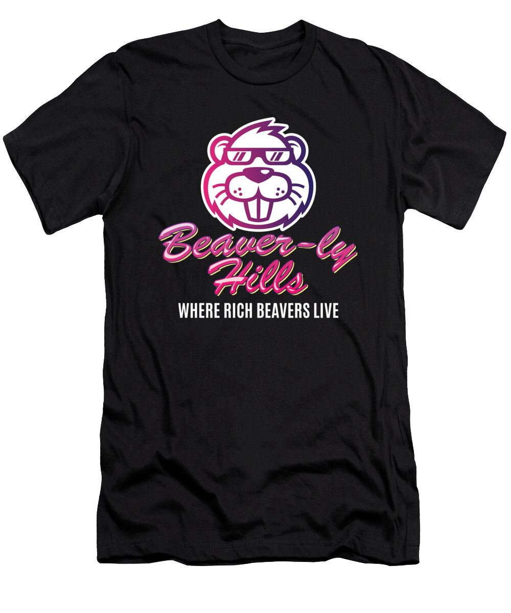 Beaver Ly Hills Biber Beverly Hills Moon T-Shirt